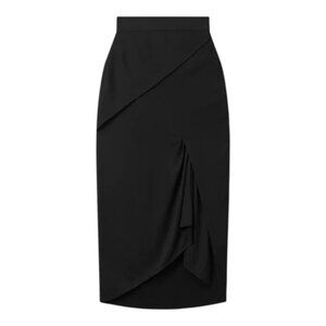 Reiss Zaria Asymmetric Midi-Skirt Black Size US 12 New with Tags